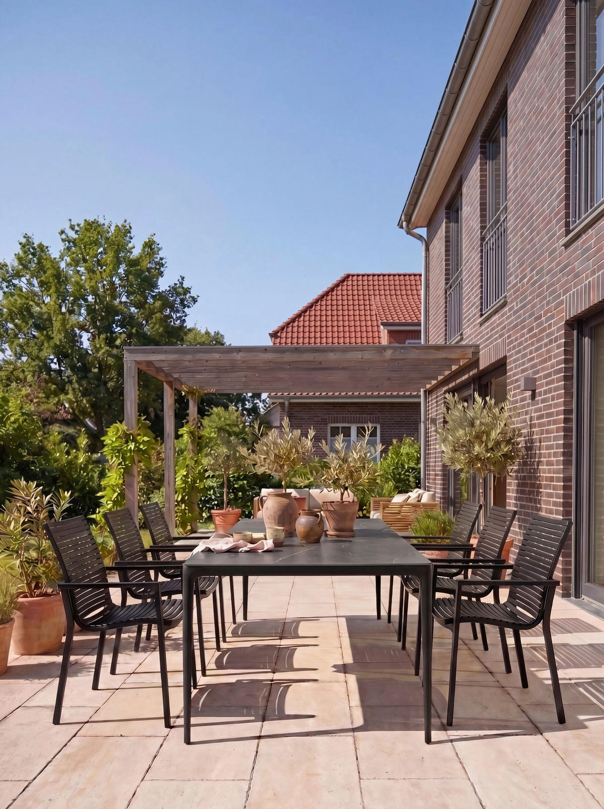 GARTENTISCH 220/100/73,5 cm Metall, Stein rechteckig  - Anthrazit, Design, Stein/Metall (220/100/73,5cm) - Dieter Knoll