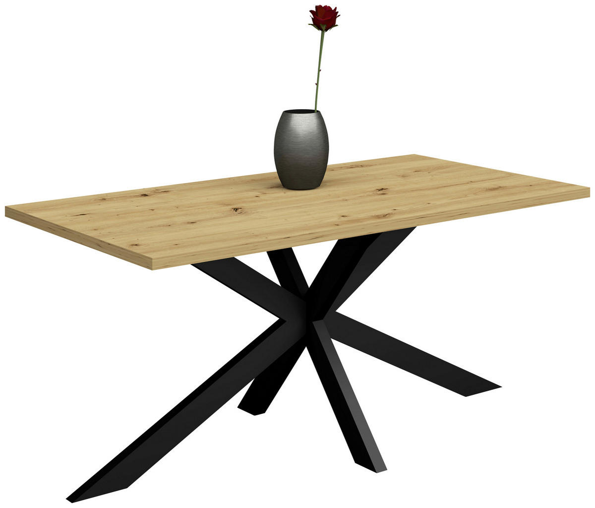 ESSTISCH rechteckig Schwarz, Eichefarben  - Eichefarben/Schwarz, MODERN, Holzwerkstoff/Metall (180/90/78cm) - Livetastic