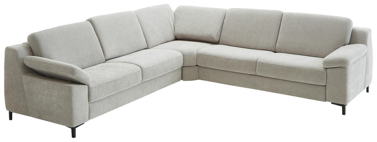 ECKSOFA in Chenille Hellgrau  - Hellgrau/Schwarz, Design, Textil/Metall (278/278cm) - Valdera