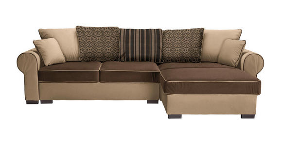 WOHNLANDSCHAFT in Textil Braun - Braun, ROMANTIK / LANDHAUS, Kunststoff/Textil (310/193cm) - Hom`in