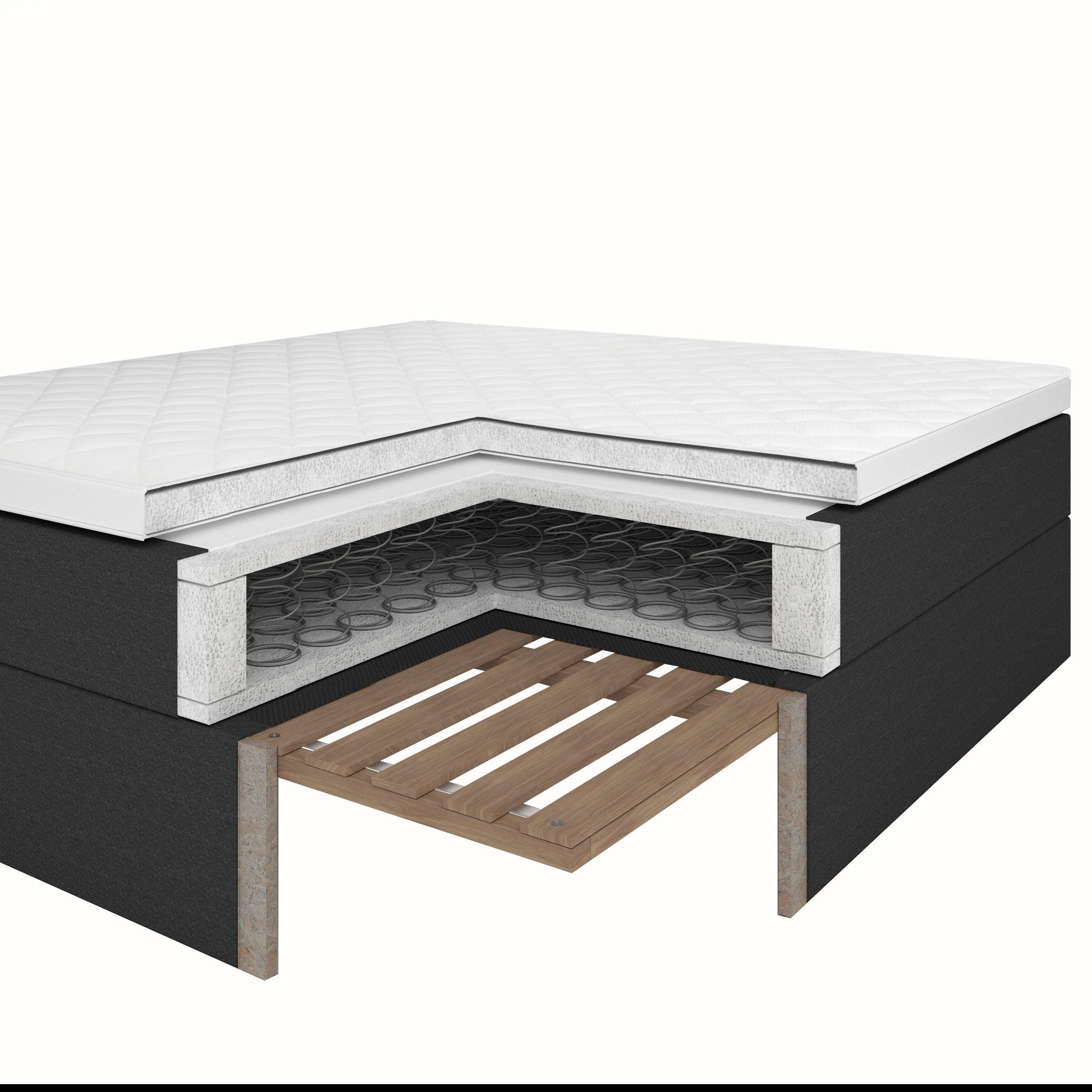 BOX-ÁGY 140/200 cm  homok  - fekete/homok, Konventionell, műanyag/textil (140/200cm) - P & B