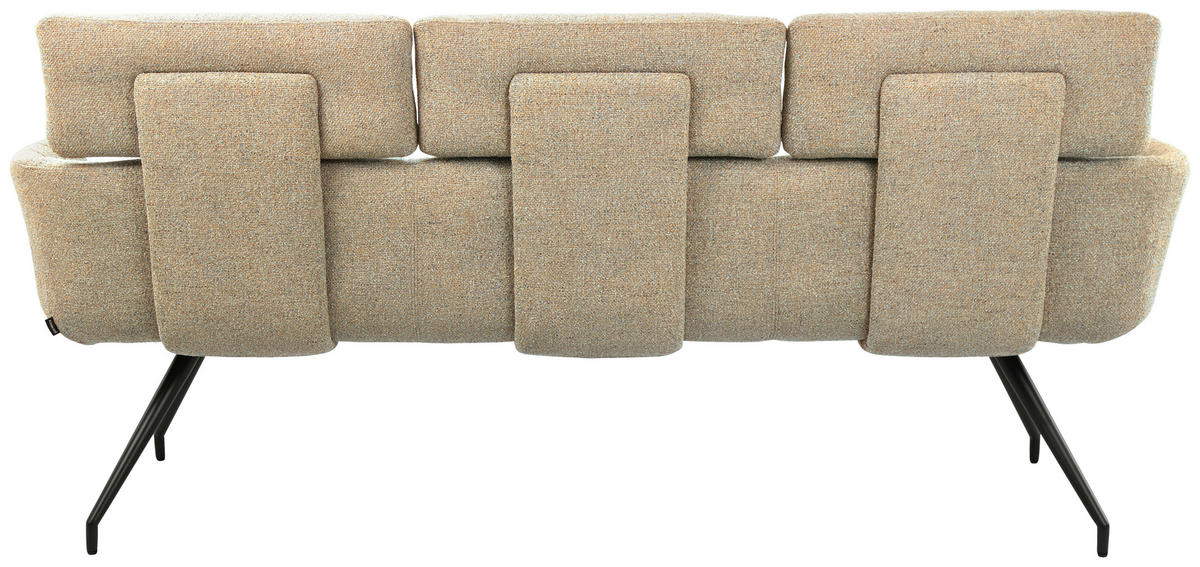 SITZBANK 200/91/70 cm Webstoff Schwarz, Graubraun  - Graubraun/Schwarz, Design, Textil/Metall (200/91/70cm) - Dieter Knoll