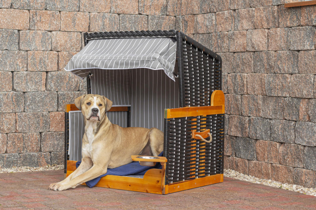HUNDEBETT - Schwarz/Grau, Basics, Holz/Kunststoff (75/95/6cm) - Gardenson