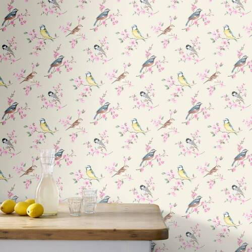 NON WOVEN-TAPET 52/1000 cm  - pink/multicolor, Basics, papper/plast (52/1000cm)