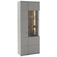 VITRINE in furniert Grau, Eichefarben  - Eichefarben/Schwarz, Design, Glas/Holzwerkstoff (80/207/38cm) - MID.YOU
