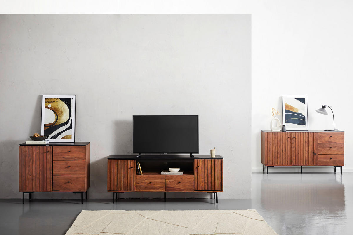SIDEBOARD  in 155/85/40 cm  - Walnussfarben/Schwarz, LIFESTYLE, Holz/Holzwerkstoff (155/85/40cm) - MID.YOU