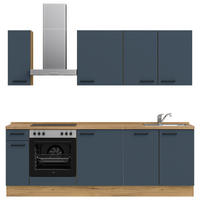 KÜCHENLEERBLOCK 240 cm   in Blau, Eichefarben  - Blau/Eichefarben, MODERN, Holzwerkstoff/Metall (240cm) - Nobilia