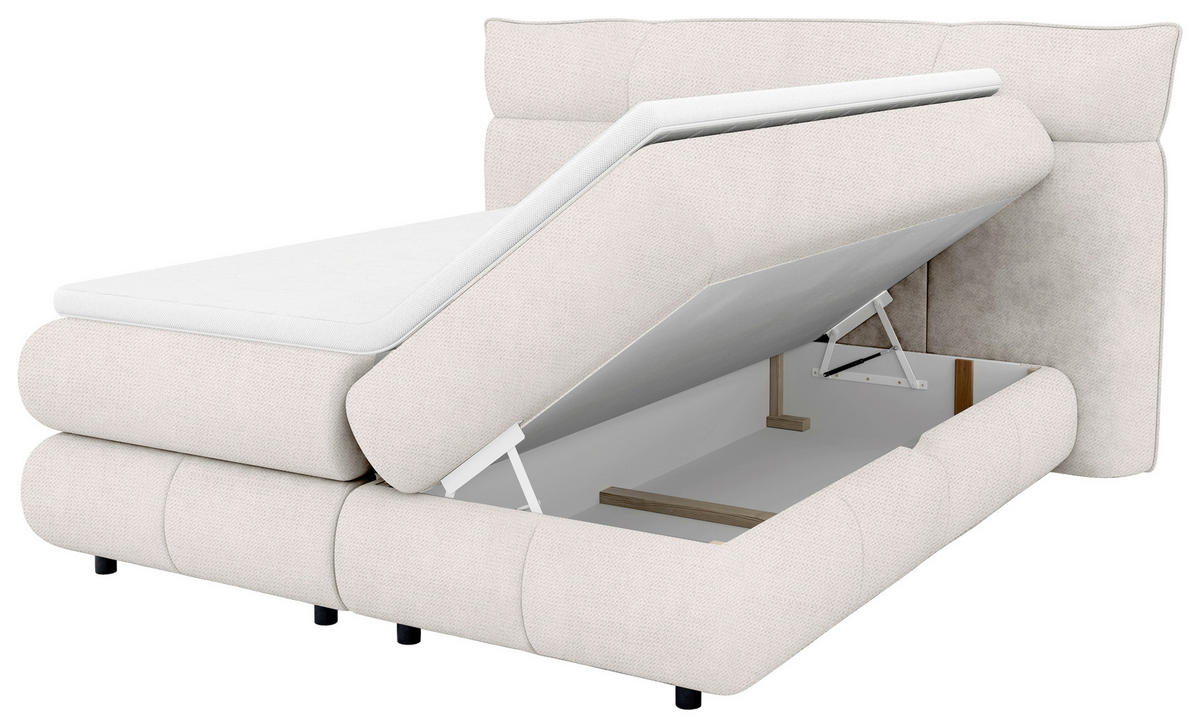 KONTINENTALSÄNG 180/200 cm  i beige  - beige/svart, Design, trämaterial/trä (180/200cm) - Visionight