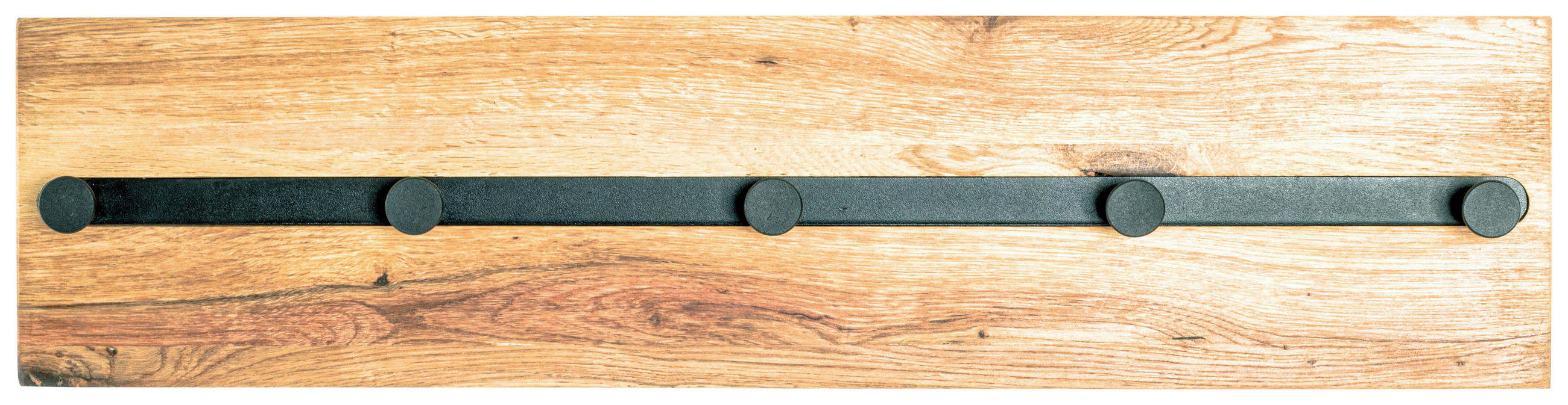 NÁSTENNÝ VEŠIAK - čierna/farba duba, Design, kov/drevo (60/15/6cm) - Novel