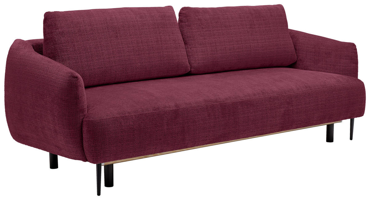 SCHLAFSOFA in Chenille Bordeaux  - Bordeaux/Schwarz, Konventionell, Textil/Metall (228/75/98cm) - Carryhome