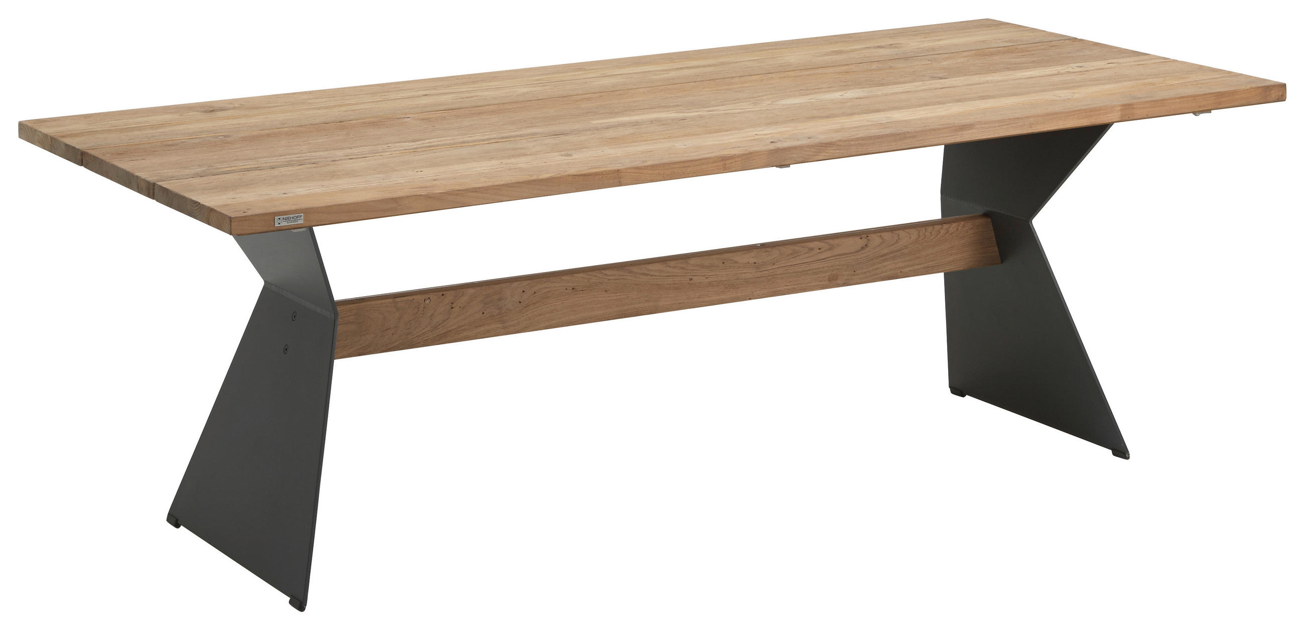 GARTENTISCH Holz, Metall Anthrazit, Teakfarben rechteckig  - Anthrazit/Teakfarben, Design, Holz/Metall (200/95/76cm)