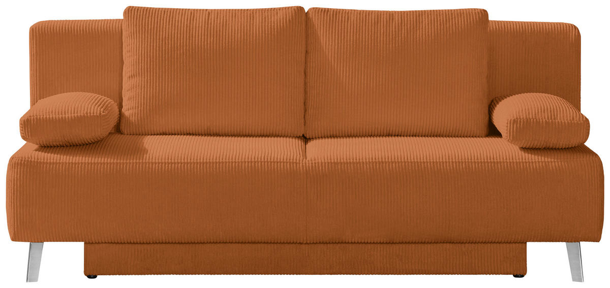 SCHLAFSOFA Spicy in Cord Orange  - Orange, MODERN, Textil/Metall (193/85/88cm) - Novel