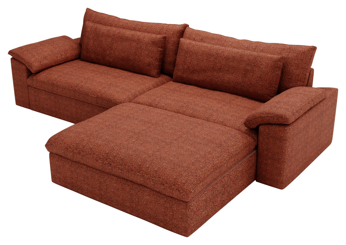ECKSOFA  in Webstoff Rostfarben  306/198 cm  - Rostfarben/Schwarz, MODERN, Kunststoff/Textil (306/198cm) - Carryhome