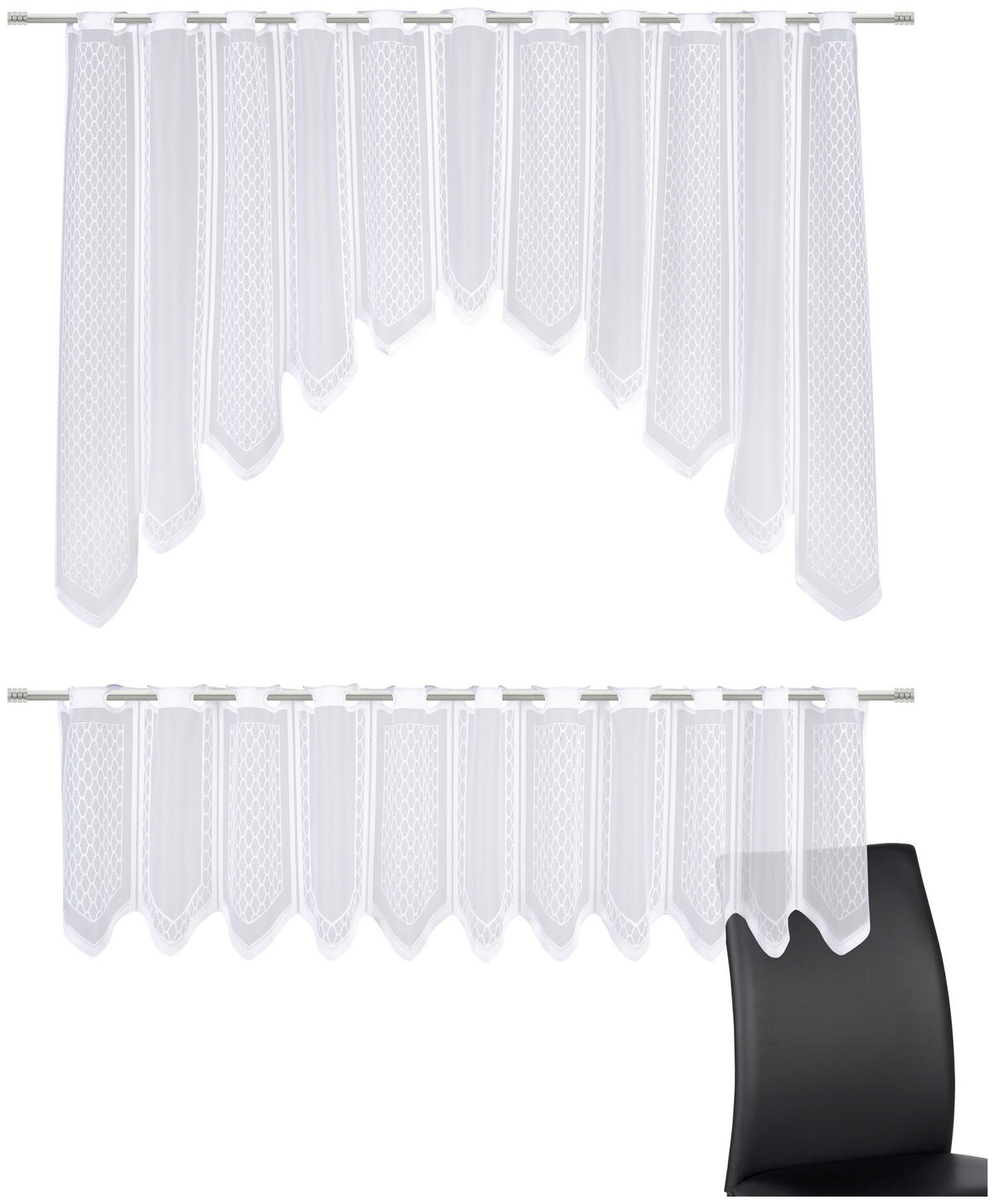 KURZGARDINE 2ER SET   150/75 cm   - Weiß, KONVENTIONELL, Textil (150/75cm) - Esposa