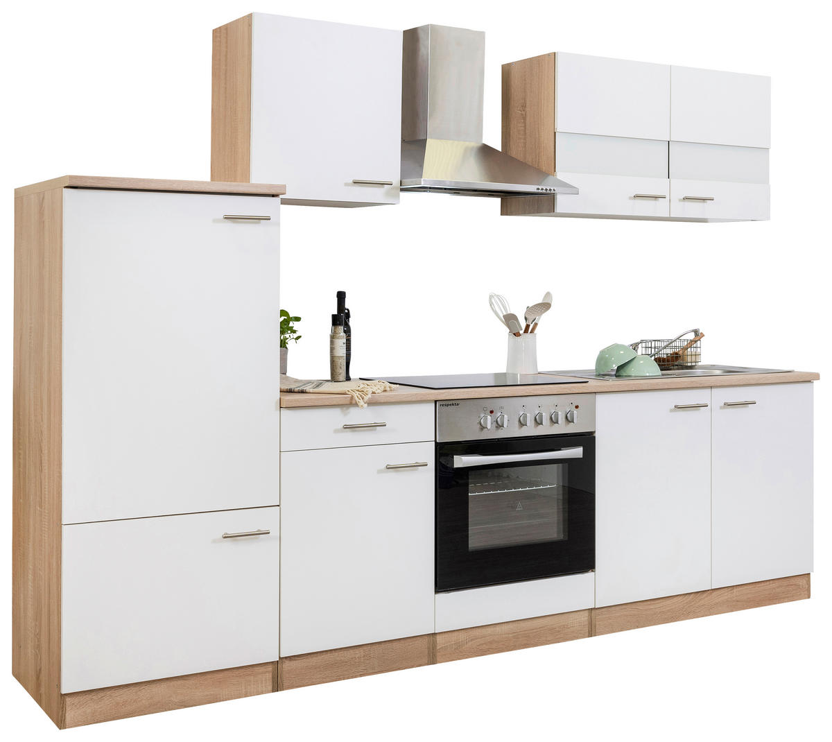 KÜCHENLEERBLOCK 270 cm   in Weiss  - Weiss/Edelstahlfarben, Basics, Holzwerkstoff/Metall (270cm) - Respekta