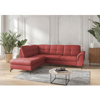 ECKSOFA in Vliesstoff Kombination Echtleder/Stoff Rot  212/244 cm  - Rot/Schwarz, MODERN, Leder/Textil (212/244cm) - Sit & More