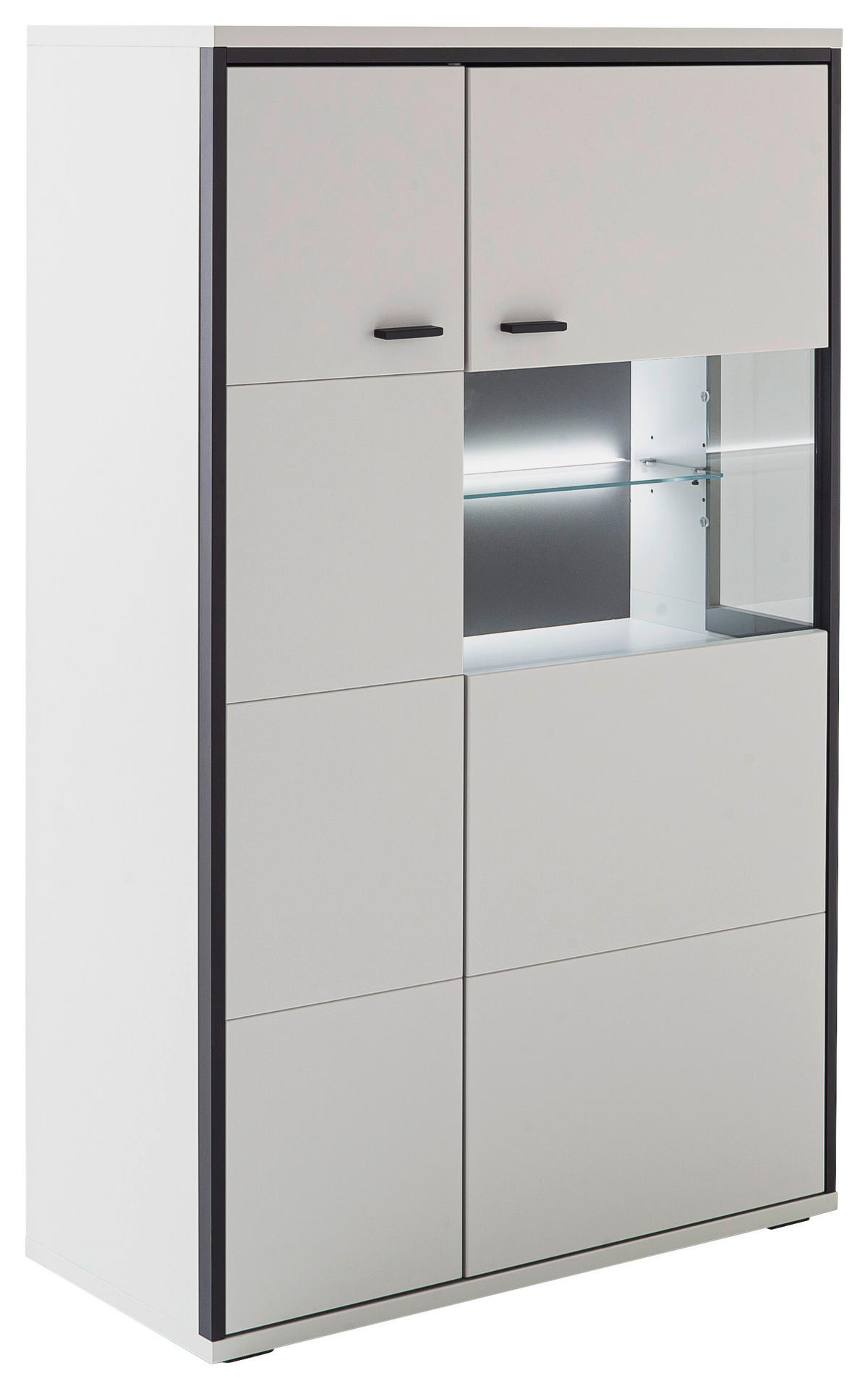 HIGHBOARD Schwarz, Weiß  84/136/38 cm  - Schwarz/Weiß, Design, Glas/Holzwerkstoff (84/136/38cm) - Stylife