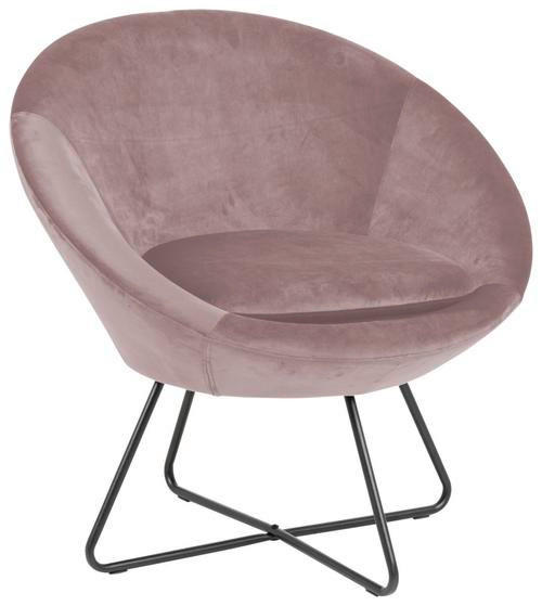 SESSEL in Velours Rosa  - Schwarz/Rosa, Trend, Textil/Metall (82,0/79,0/72,5cm) - Carryhome