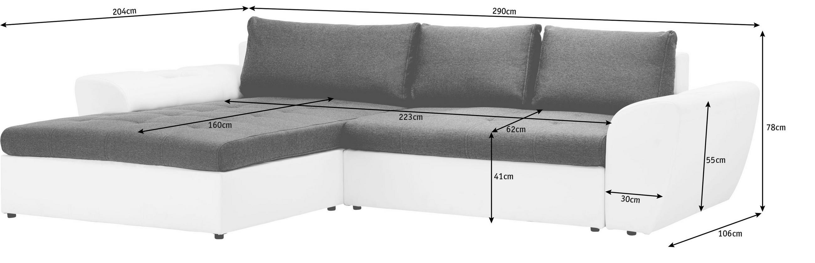 WOHNLANDSCHAFT in Anthrazit, Weiß Textil - Anthrazit/Schwarz, Design, Kunststoff/Textil (204/290cm) - CARRYHOME