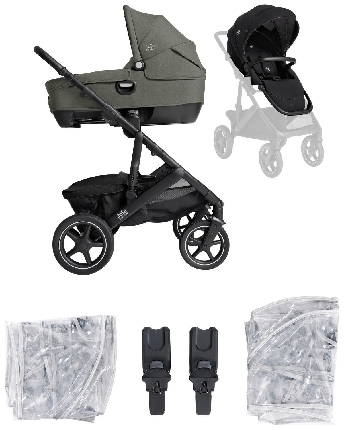 KOMBIKINDERWAGEN Vinca inkl. Calmi  - Schwarz/Olivgrün, Basics, Kunststoff (82/68/45cm) - JOIE SIGNATURE