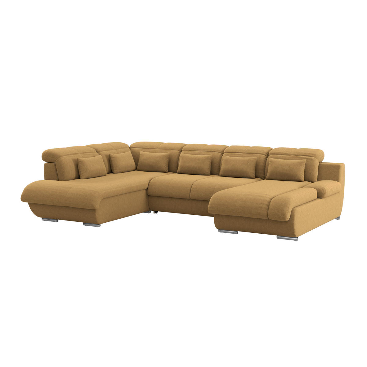 WOHNLANDSCHAFT MULTI Senfgelb Chenille  - Chromfarben/Senfgelb, MODERN, Textil/Metall (228/345/184cm) - Livetastic
