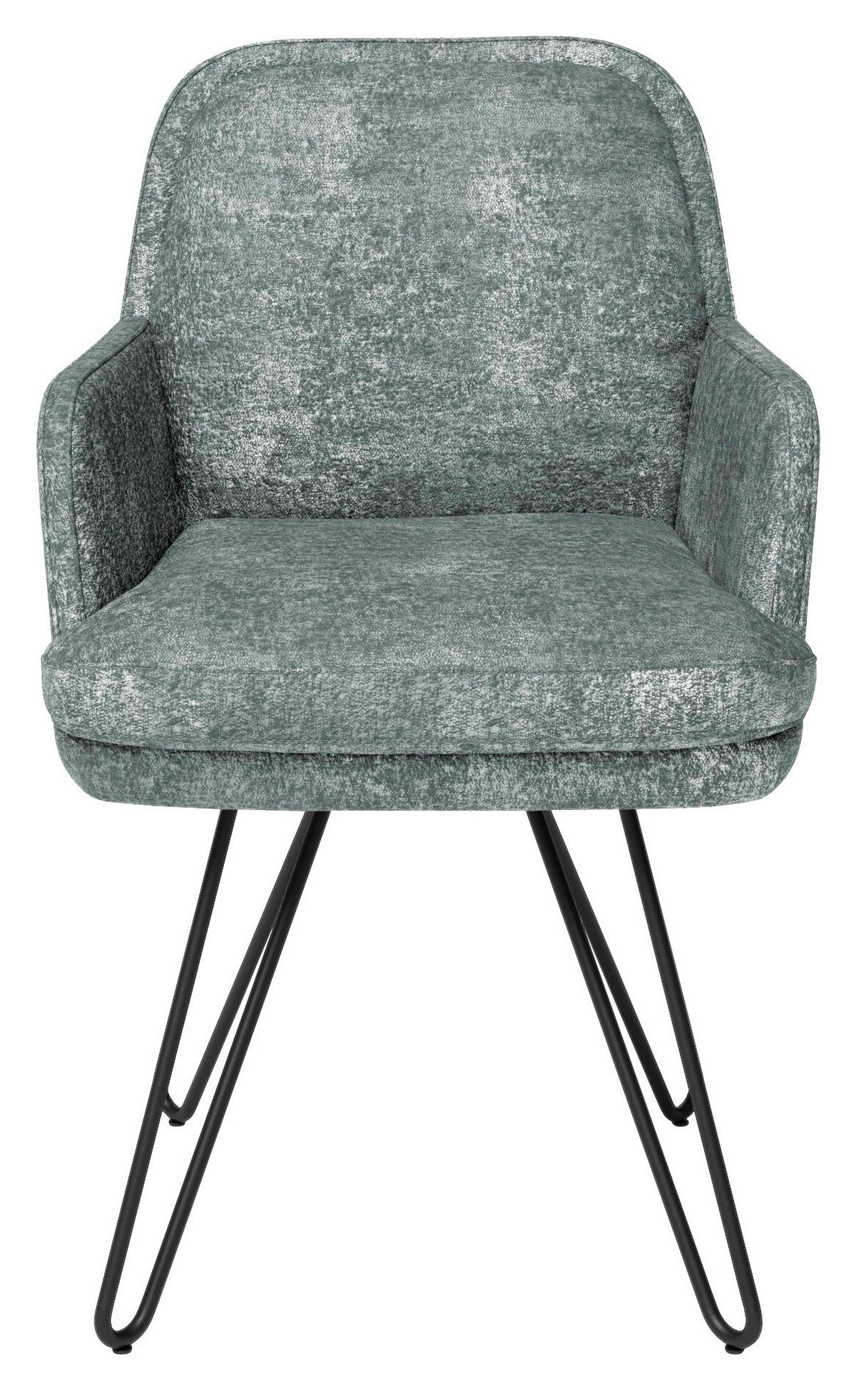 ARMLEHNSTUHL  in Chenille  - Blaugrau/Schwarz, Design, Textil/Metall (58/89/68cm) - Joop!