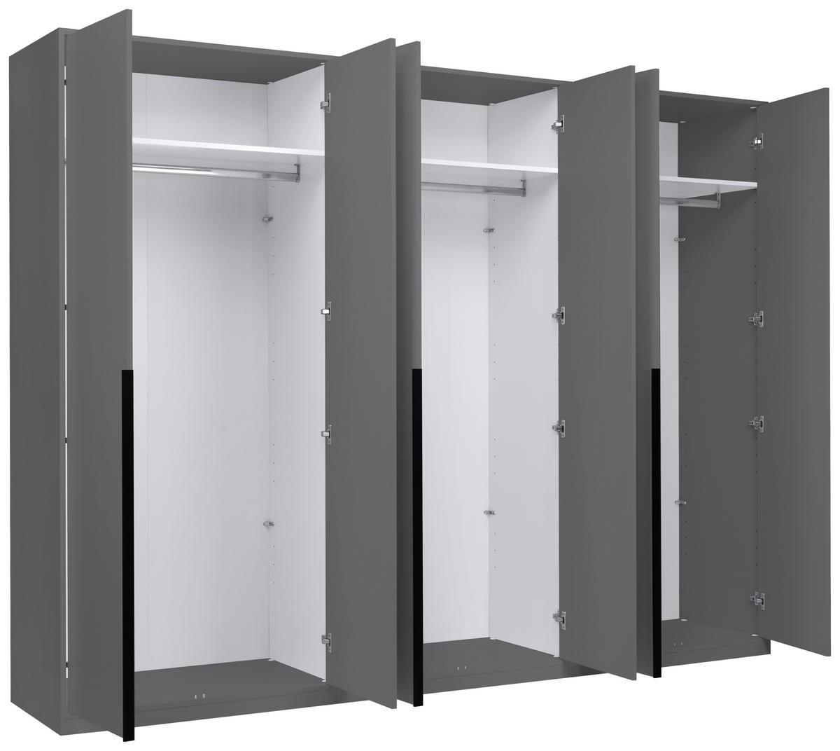 DREHTÜRENSCHRANK Graphitfarben  - Schwarz/Graphitfarben, Modern, Holzwerkstoff/Metall (276/211/53cm) - MID.YOU