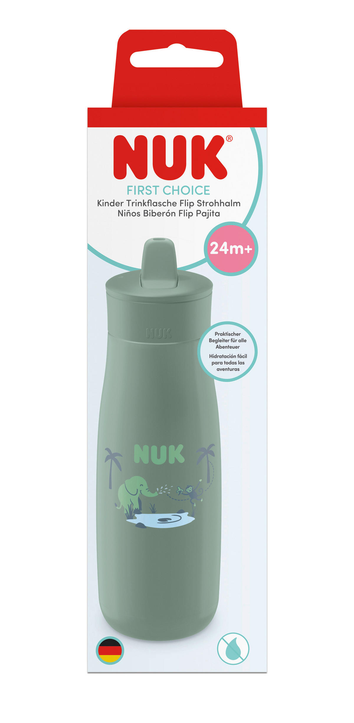 KINDERTRINKFLASCHE NUK FC Trinkflasche Flip-Strohhalm 450ml  - Mintgrün, Basics, Kunststoff (450ml) - NUK