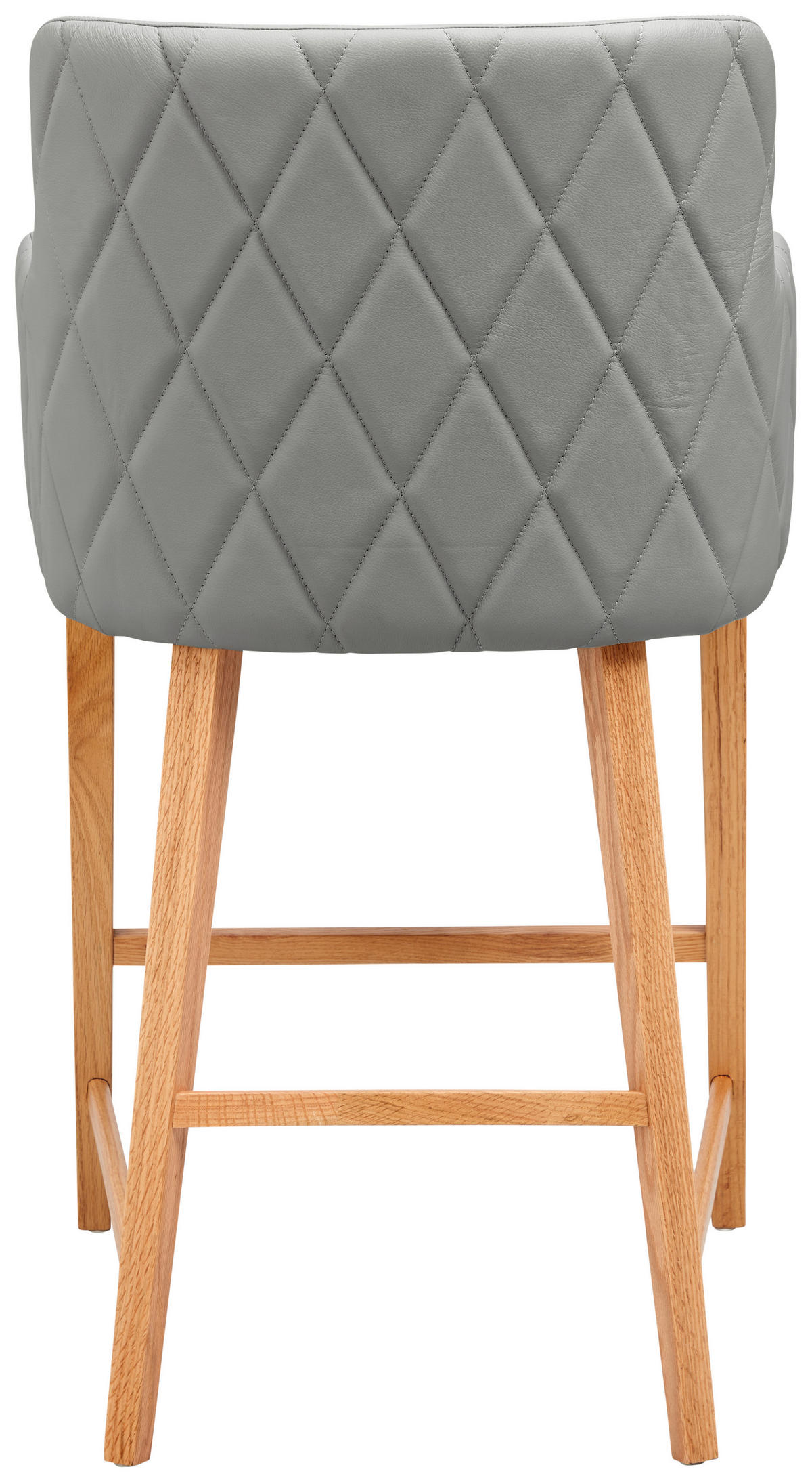 BARHOCKER Echtleder Eiche Hartholz  - KONVENTIONELL, Leder/Holz (57/97/60cm) - Livetastic
