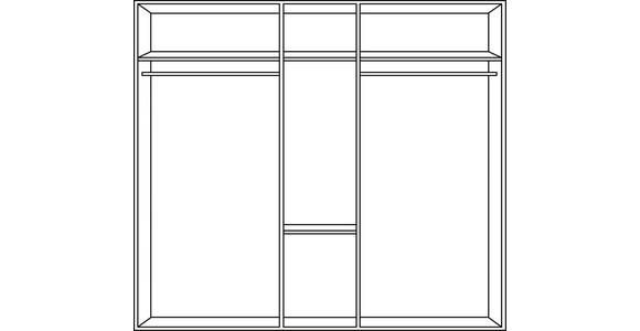 KLEIDERSCHRANK 225/208/58 cm 6-türig Graphitfarben, Weiß - Alufarben/Graphitfarben, KONVENTIONELL, Glas/Holzwerkstoff (225/208/58cm) - Carryhome