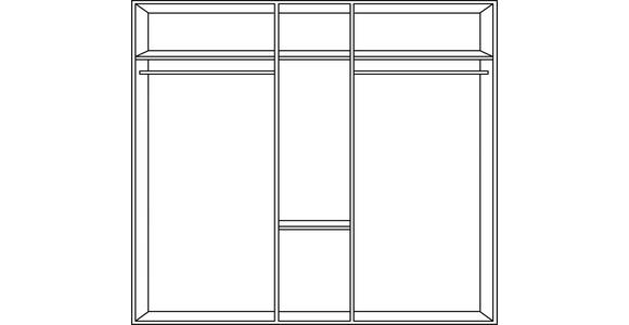 KLEIDERSCHRANK  in Plankeneiche  - Plankeneiche/Alufarben, KONVENTIONELL, Glas/Holzwerkstoff (225/208/58cm) - Carryhome