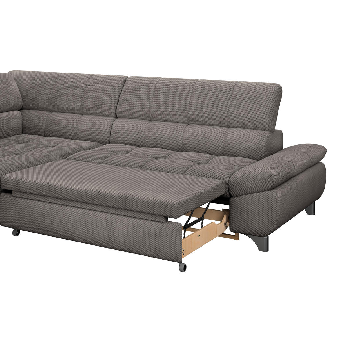 ECKSOFA Braun Chenille  - Chromfarben/Braun, KONVENTIONELL, Textil/Metall (234/312cm) - Livetastic