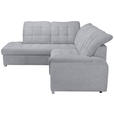 ECKSOFA Hellgrau Chenille  inkl. Bettkasten, Schlaffunktion, Rücken echt, Kopfteilverstellung, Liegefläche im Originalstoff  - Chromfarben/Hellgrau, KONVENTIONELL, Kunststoff/Textil (205/260cm) - Carryhome
