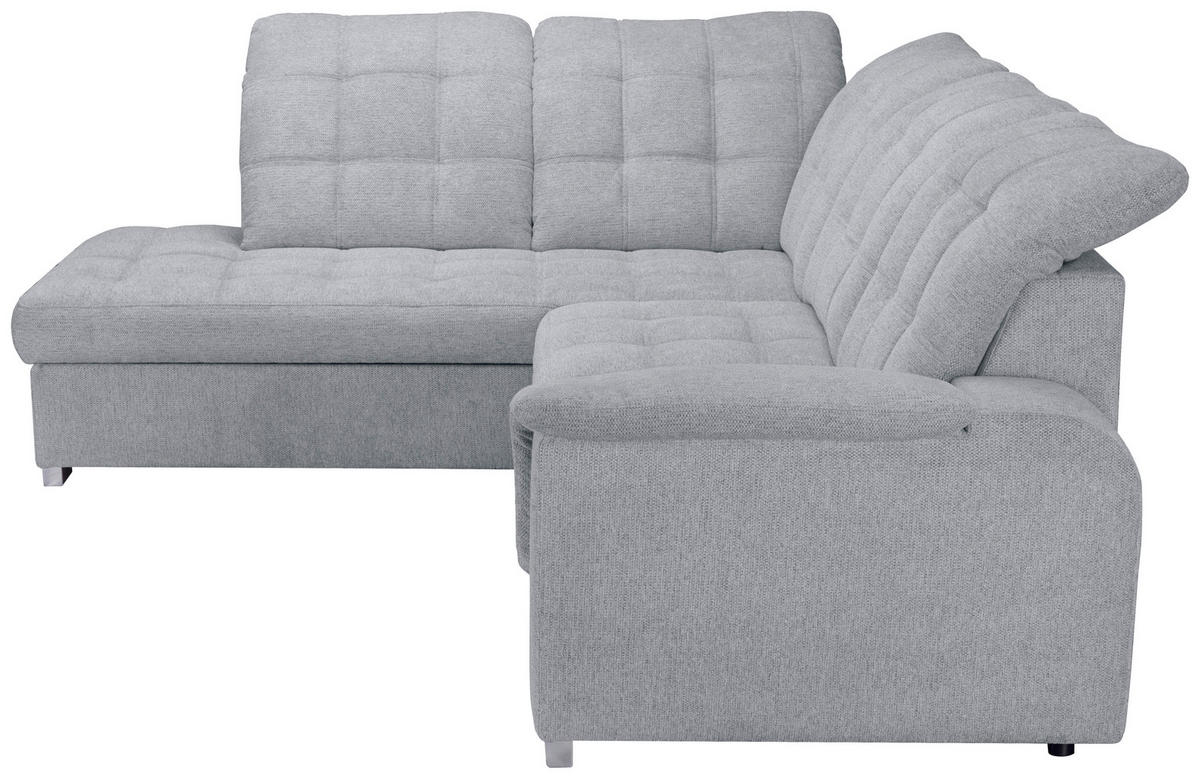ECKSOFA Hellgrau Chenille  - Chromfarben/Hellgrau, KONVENTIONELL, Kunststoff/Textil (205/260cm) - Carryhome