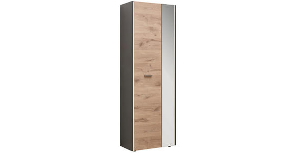 GARDEROBENSCHRANK 66/192/37 cm  - Eichefarben/Schwarz, Design, Holzwerkstoff/Kunststoff (66/192/37cm) - Hom`in