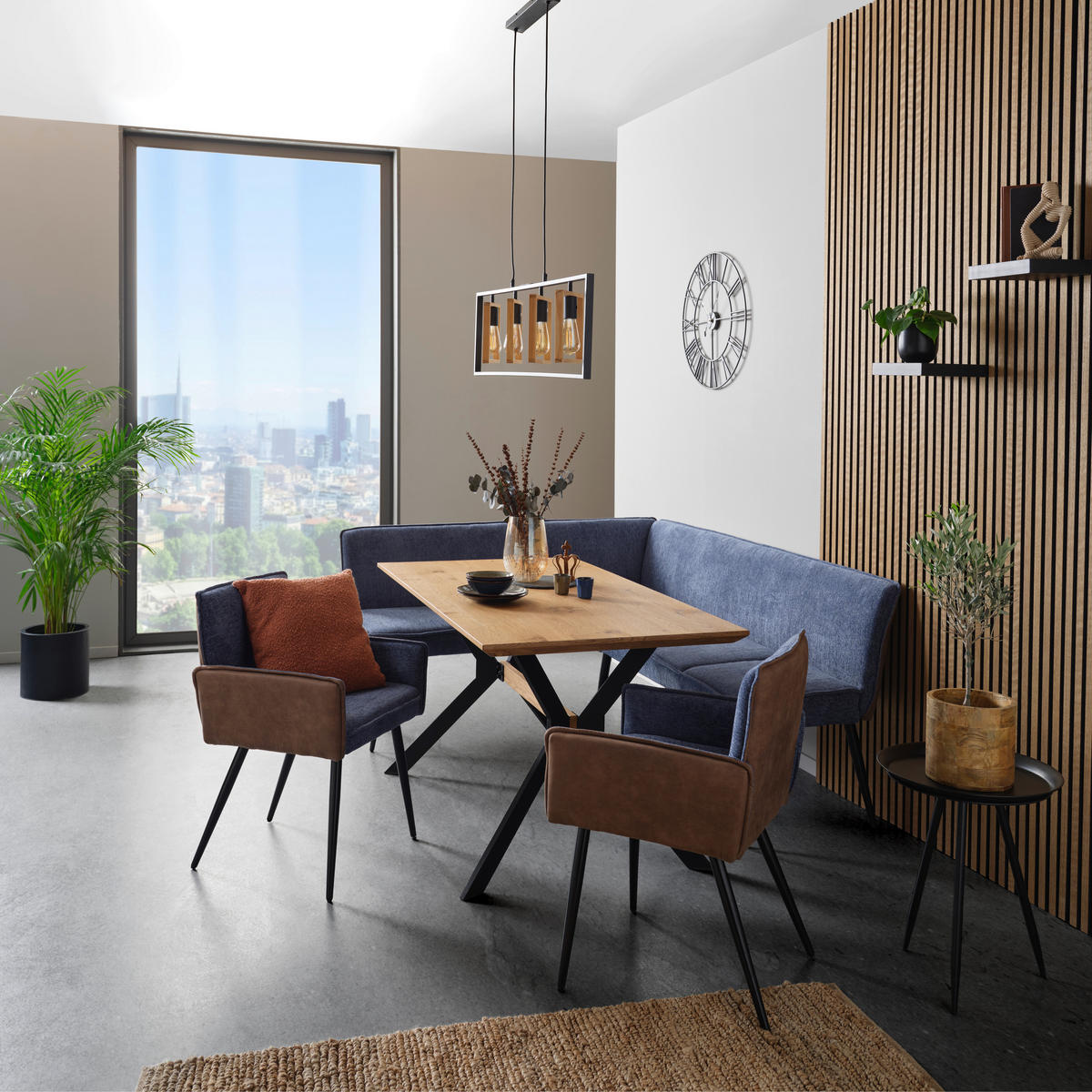 ARMLEHNSTUHL  in Eisen Leinenoptik  - Blau/Schwarz, MODERN, Textil/Metall (57/84/57cm) - MID.YOU