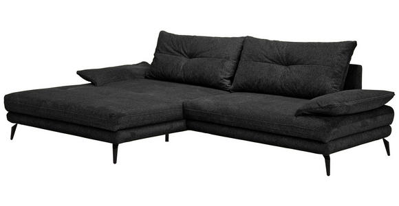 ECKSOFA Schwarz Flachgewebe  - Schwarz, Design, Textil/Metall (176/294cm) - Carryhome