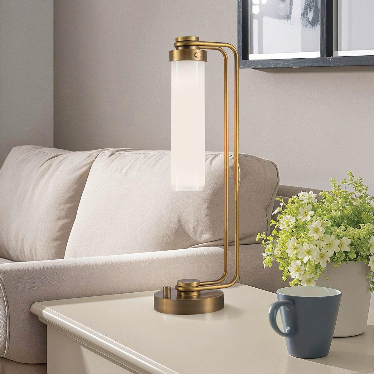 TISCHLEUCHTE Alora 18,8/56,5 cm   - Messingfarben, KONVENTIONELL, Glas/Metall (18,8/56,5cm) - Elstead Lighting