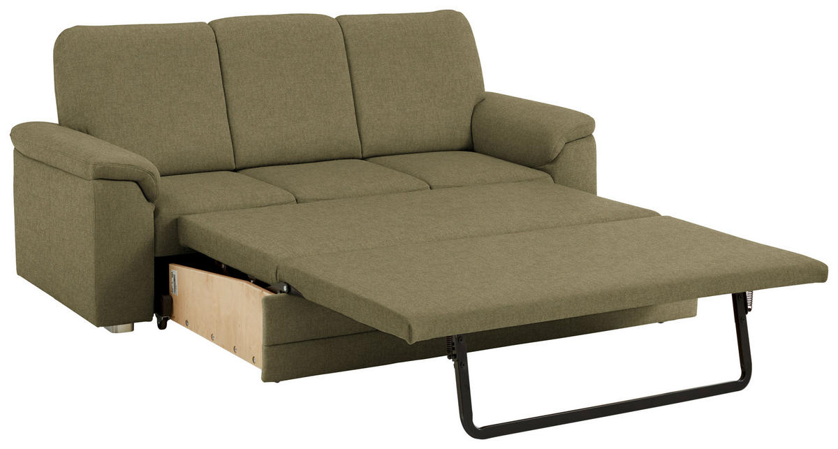 3-SITZER-SOFA Chenille Schilfgrün  - Schilfgrün/Alufarben, Konventionell, Textil/Metall (208/96/89cm) - Beldomo Comfort