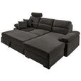 ECKSOFA in Webstoff Dunkelbraun  - Dunkelbraun, KONVENTIONELL, Kunststoff/Textil (258/166cm) - Cantus