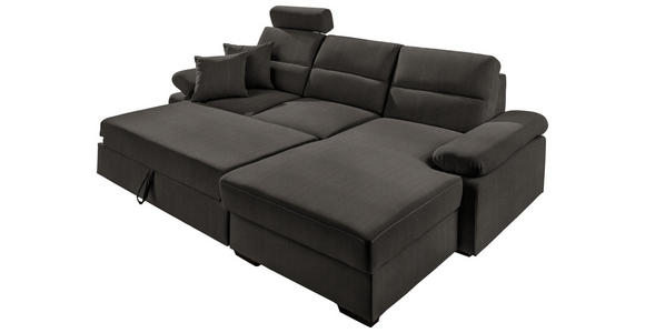 ECKSOFA in Webstoff Dunkelbraun  - Dunkelbraun, KONVENTIONELL, Kunststoff/Textil (258/166cm) - Cantus