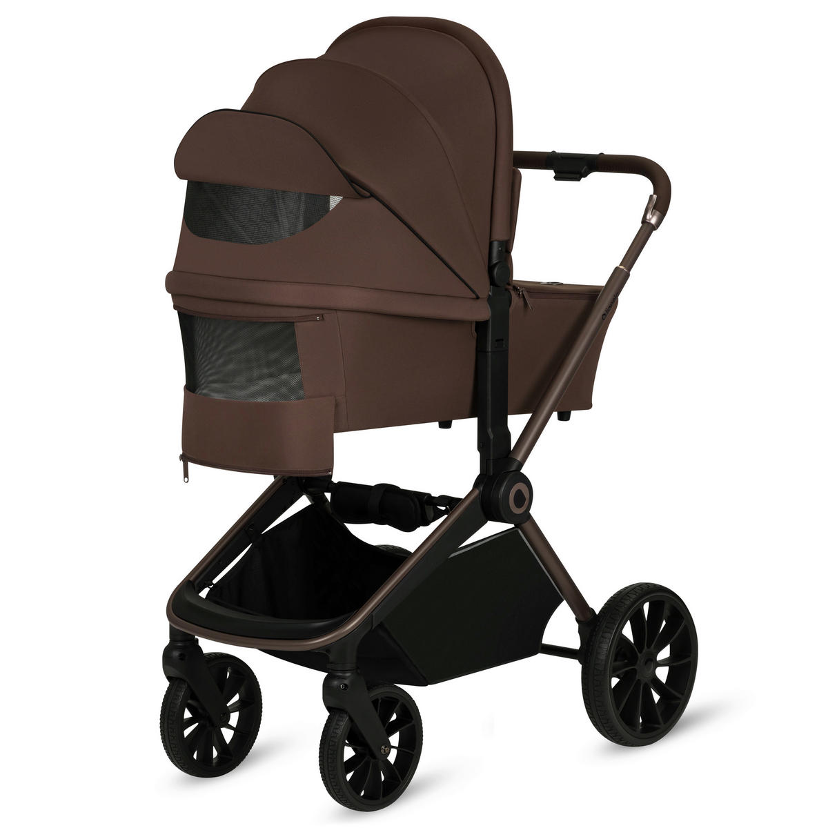 KINDERWAGENSET Mika Plus 3 in 1  - Schwarz/Mokka, Basics, Textil (93/62/110cm) - Lionelo