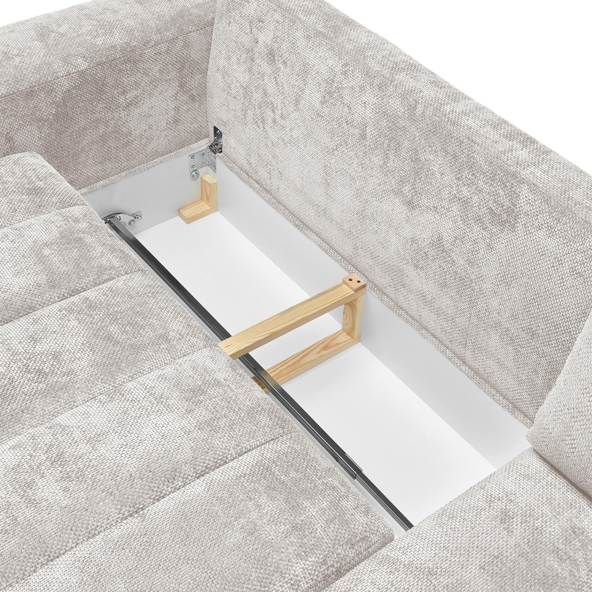 ECKSOFA Flachgewebe Creme  - Schwarz Hochglanz/Creme, Modern, Textil/Metall (166/93/273cm) - MID.YOU