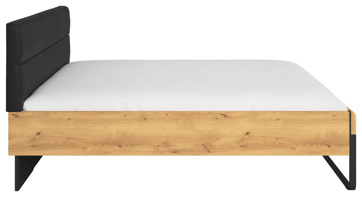 BETTANLAGE 180/200 cm  in Schwarz, Wildeiche   - Wildeiche/Schwarz, Design, Holzwerkstoff/Textil (180/200cm) - Dieter Knoll
