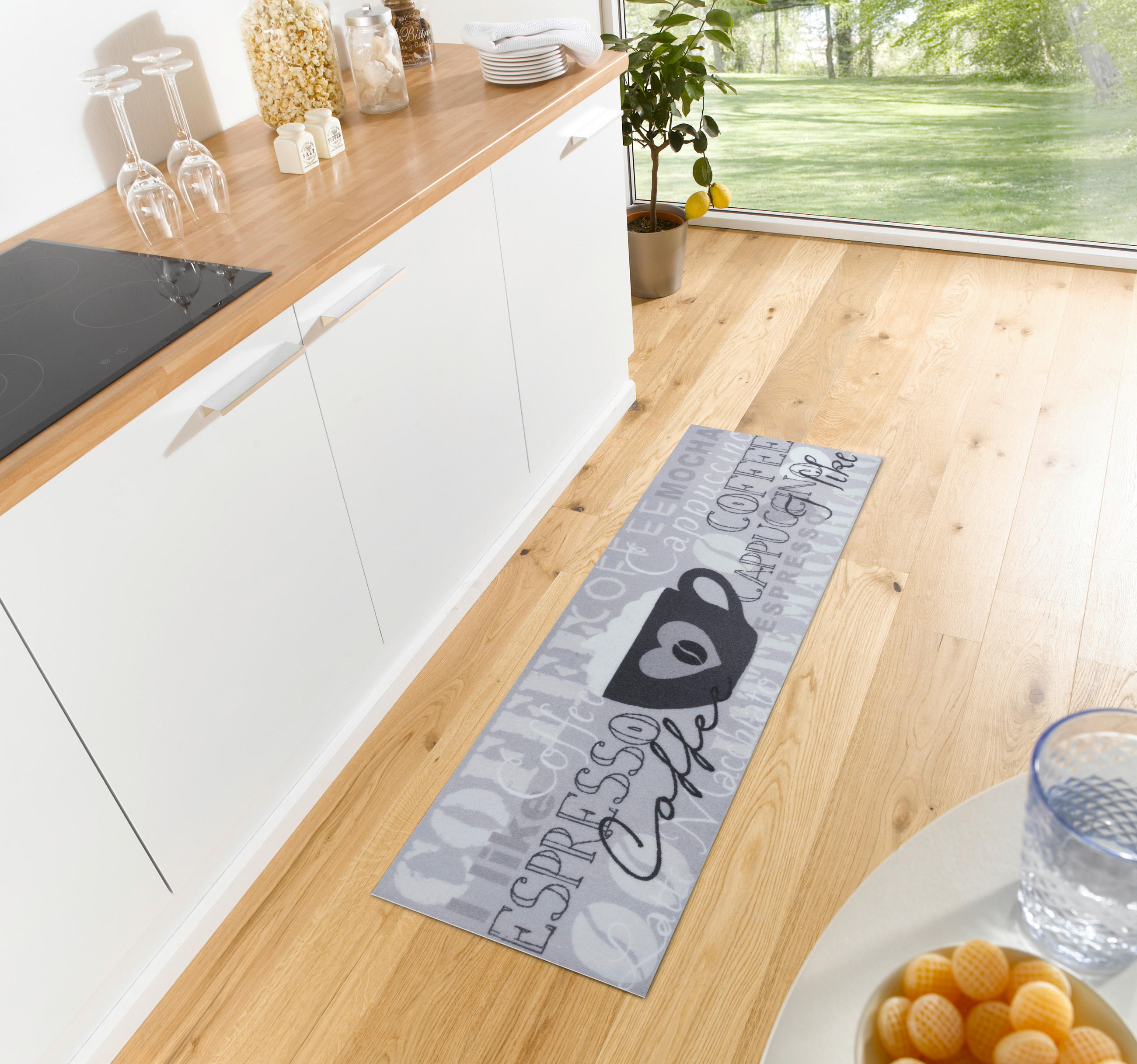 KÜCHENLÄUFER 50/150 cm Cook & Clean Grau, Schwarz, Weiß  - Schwarz/Weiß, Design, Kunststoff (50/150cm) - Esposa