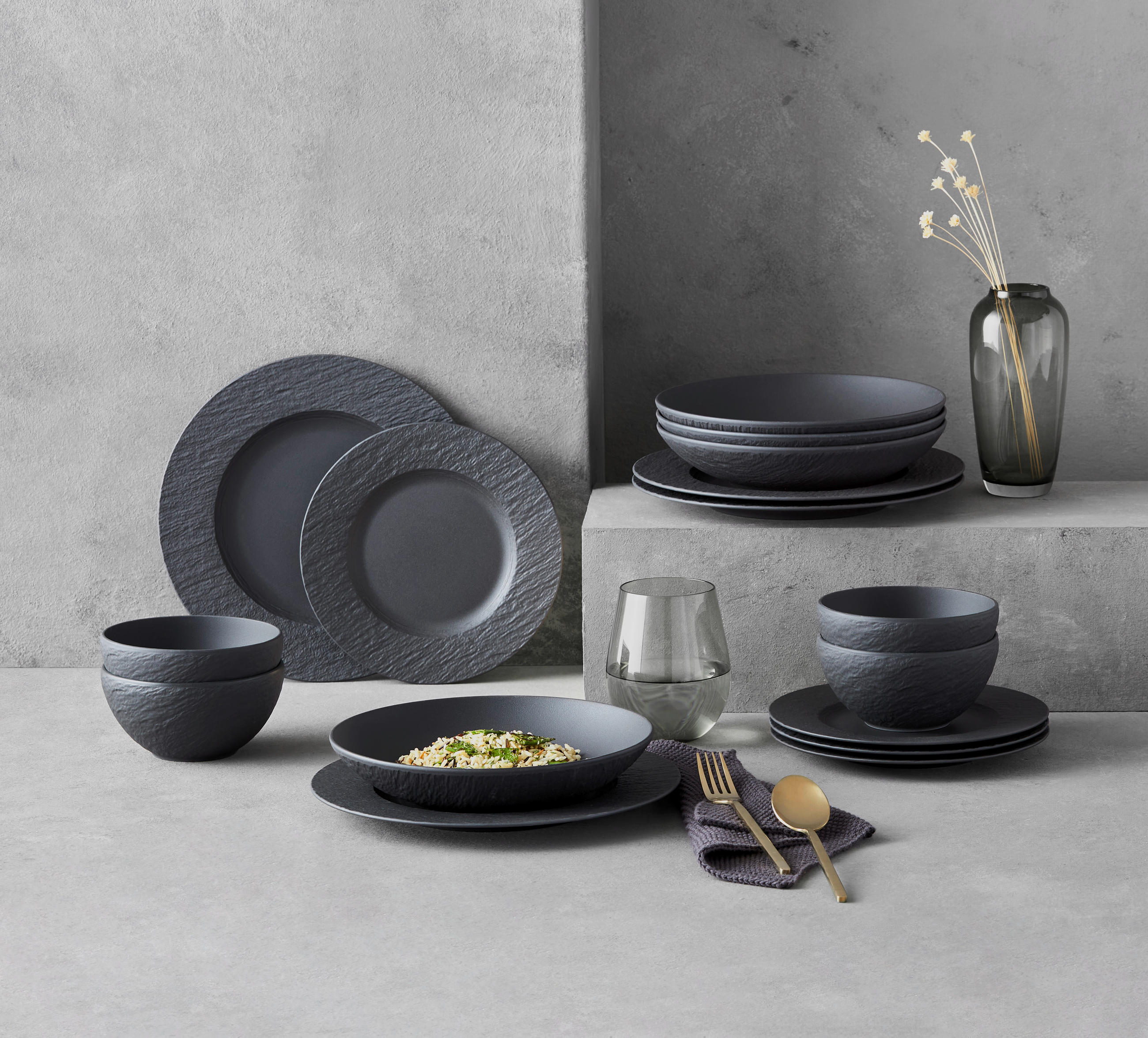 SERVIS ZA JELO 16-dijelni Manufacture Rock - crna, Design, keramika - Villeroy & Boch