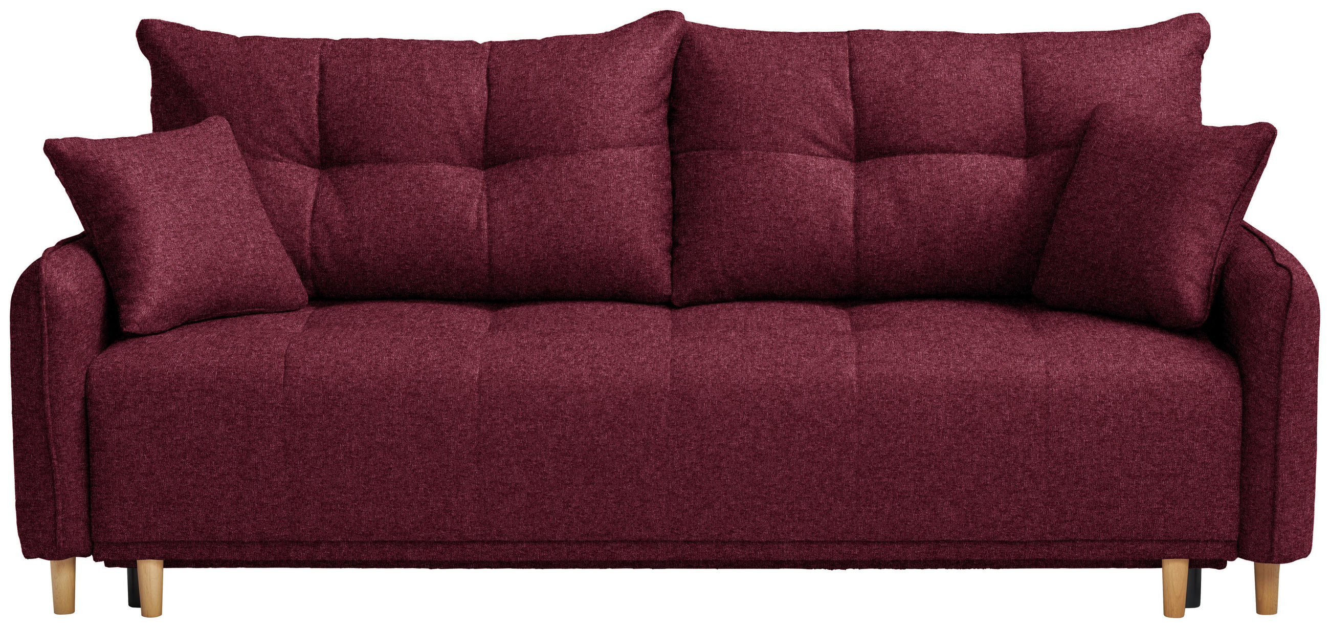 SCHLAFSOFA  in Chenille Bordeaux  - Bordeaux/Buchefarben, Design, Holz/Textil (217/97/101cm) - Carryhome