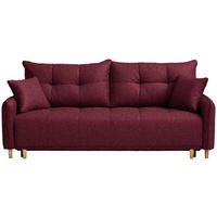 SCHLAFSOFA  in Chenille Bordeaux  - Bordeaux/Buchefarben, Design, Holz/Textil (217/97/101cm) - Carryhome