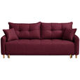 SCHLAFSOFA  in Chenille Bordeaux  - Bordeaux/Buchefarben, Design, Holz/Textil (217/97/101cm) - Carryhome