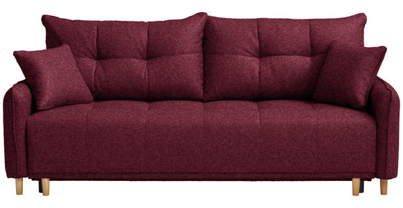 SCHLAFSOFA  in Chenille Bordeaux  - Bordeaux/Buchefarben, Design, Holz/Textil (217/97/101cm) - Carryhome